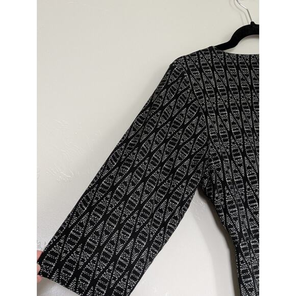 Toad & Co Dress Womens Large Black White Geometric Pattern Stretch Fit & Flare - Picture 7 of 9